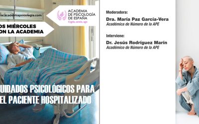 Hoy se celebra el webinar gratuito de la APE sobre cuidados psicológicos para el paciente hospitalizado