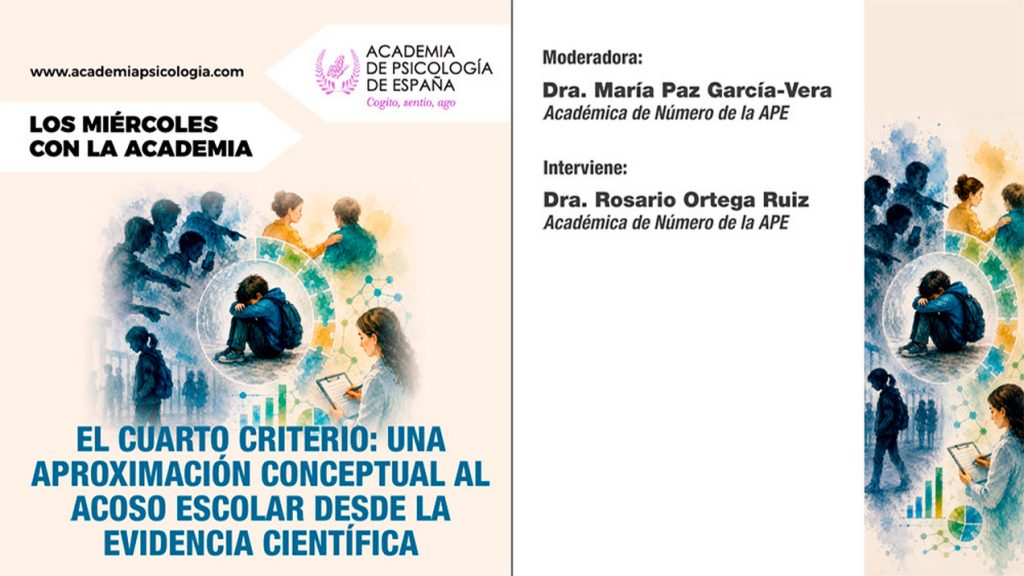 La APE celebra el seminario online gratuito titulado “El cuarto criterio: una aproximación conceptual al acoso escolar desde la evidencia científica”.